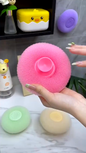 Shower Ball Sponge Bath Loofahs Mesh  Massage Exfoliate Body Skin Scrubbing Shower Brush Comfortable Rich Bubble SPA with Suction Cup Massage Brush