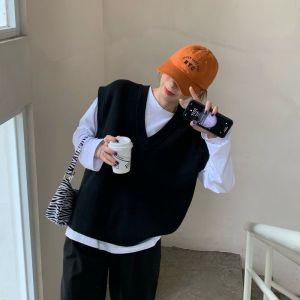 Chubby Girl Plus Size Fat People Wear Loose V-neck Pullover Sweater Knitted Vest Womens Autumn Outer Tower Tops Tide