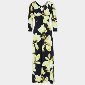 MY TENO | Fashionable Black Printed V-neck Slimming Long Dress Elegant Personality High Quality My Teno Commute Style Polyester Fiber