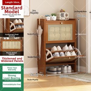 TUOJUE | Multi-level Slim Shoes Storage Cabinet With Flip-door