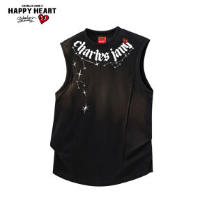 CHARLES JANGS HAPPY HEART | Summer Lightweight Round Neck Casual Sporty American Deconstructed Top