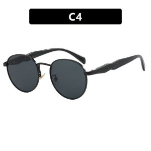Trendy round Metal Womens Sunglasses 2024 Fashionable UV Protection Non-Polarized Full Frame Optical Glasses for Children