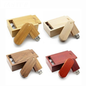 Jaster | JASTER Rotatable Wooden USB Flash Drive Pendrive Memory Stick +Gift Box Pen Drive 4GB 16GB 32GB 64GB External Stor Wedding Gift