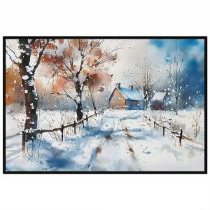 Tranh phong cảnh mùa đông màu nước. Tranh treo tường dán tường canvas trang trí. CGI-1851