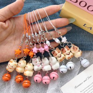 กระดิ่งหีแสนหวาน3ชิ้นพวงกุญแจแมวเรซินน่ารักสายคล้องโทรศัพท์เรซินที่โปร่งใสน้ำแข็งแบบทำมือจี้กระเป๋าลายลูกแมว