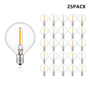 Genixgreen | 25 Chiếc G40 Vintage Bóng Đèn LED 1W E12 Base 220V Trắng Ấm 2200K Kính Trong Thay Thế Cho 7W Đèn Sợi Đốt Dây Đèn