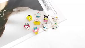 Sanrio | Anime Kitty Cat Enamel Pin Cartoon Figure Kuromi Cinnamoroll Pochacco Metal Badge Brooch Jacket Jeans Lapel Pin