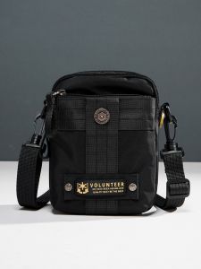 Volunteer | Túi đeo chéo vải Oxford thường ngày cho nam đi làm đi chơi đựng điện thoại di động túi đeo vai đơn mềm có khóa kéo