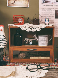 กล่องเก็บของสำนักงานสไตล์วินเทจทำจากไม้ ชั้นวางของสำหรับเครื่องสำอางและน้ำหอม ชั้นวางของสำหรับโต๊ะทำงาน ชั้นวางของสำหรับบ้าน กล่องเก็บของสำหรับใช้ในชีวิตประจำวัน