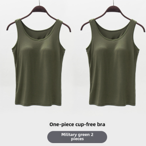 Modal Long Underwear Vest for Women with Chest Pad Integrated Anti-Light Gathered Strapless Bra Top for Spring