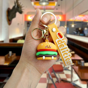 Simulated Burger French Fries Key Ring Creative Soft Glue Exquisite Candy Toy Small Sling Chain Ring Men and Women Couple Bags Gift