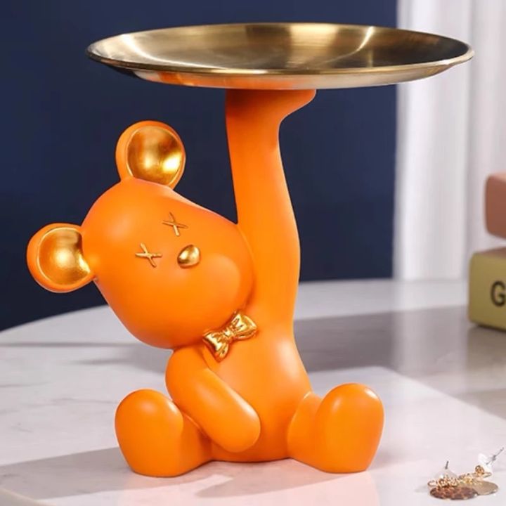 Tượng Gấu Cầm Đĩa Để Chìa Khóa, Chú Gấu Nâng Đĩa Decor đẹp Trang Trí ...