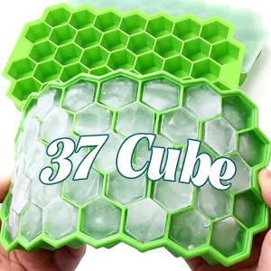 YESPERY 37 Grid Ice Cube Mold Reusable Silicone Ice Cube Mold BPA Free Ice Maker with Lids DIY Ice Cube Tray
