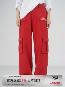 American Style Womens Workwear Pants Multiple Pockets Straight Leg Casual Sport Wide Leg Long Trousers Design Sense