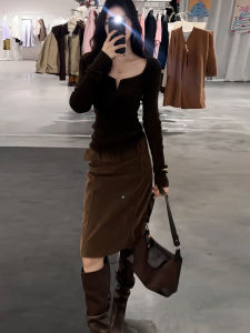 ZHENMANZI | Korean Vintage Dress Set Knitwear Skirt