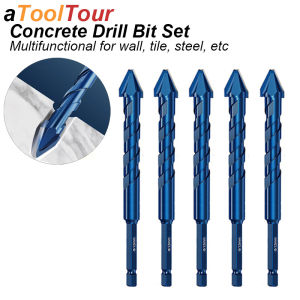 Carbide Tip Masonry Drill Bit Spiral Hole Saw Cutter for Concrete Tile Brick Glass Ceramic Plastic Wood Wall Multifunctional