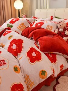 Kiss Dear | Wedding Coral Fleece Bedding Set