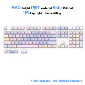 XVX Lumicat Keycaps Backlit Translucent Side Printed White/Gradient Color MAO Profile Custom Cat Keycaps For Cherry MX Keyboard