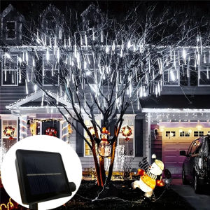 Fairy Light LED Light String กลางแจ้ง 8 หลอด 30/50 ซม.สําหรับต้นไม้สวนพลังงานแสงอาทิตย์ฝนดาวตก Rain Holiday Light ตกแต่งคริสต์มาส