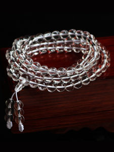 Natural White Crystal 108 Beads Multi-Wrap Bracelet Mens Brazil Crystal Beads Rosary Bracelet Womens Handheld Necklace