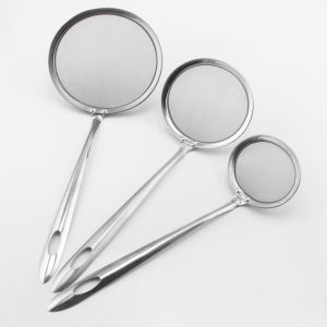 Saringan Baja Tahan Karat Gagang Panjang Saringan Minyak Jaring Halus Stainless