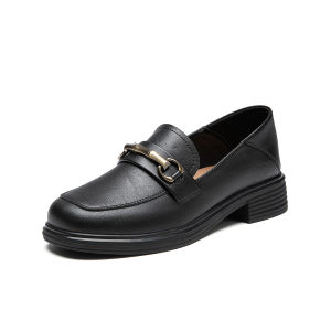 DUSTO | Black Versatile Mid-Heel Thick Bottom Loafers