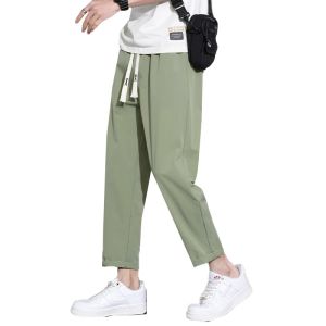 2 Pieces] Ice Silk Long Pants Men Summer Quick-Drying Thin Loose Straight-leg Boys Athleisure Mens Ninth Pants