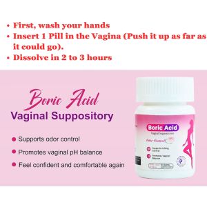 30 Capsules Boric Acid Suppositories Treats recurrent Yeast Infection and Bacterial Vaginosis Relieves Itching and Burning Sensation Supports odor control smoothens and moisturizes the vagina