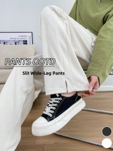 LANGPIN | High Waist Comfortable Womens Wide Leg Pants Straight Cut Spring Autumn Slimming Drapey Casual Trousers Floor Length