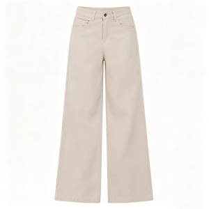 MANMI | Quần Beige Phong Cách Retro Cao Waist Rộng và Giảm Mỡ
