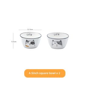 Nordic Style Large Ceramic Bowl Simple Design 8-Inch Single Soup Bowl Noodle Bowl Dining Utensils Cute Cartoon Pattern