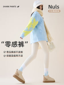 High Waist Fleece Lined Yoga Pants Womens Autumn Winter Thickened Shark Skin Design Alpaca Wool Warm Elastic Slim Fit Base Layer Pants