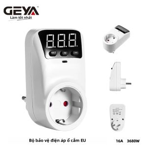 Ổ Cắm Điện GEYA Chuẩn EU Với Bộ Bảo Vệ Quá Áp Điều Chỉnh Được Điện Áp AC230V 16A Bảo Vệ Điện Áp Cho Sử Dụng Dân Dụng