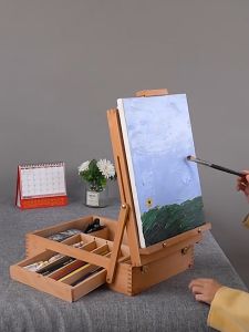 MD MOHS DIAGNOSTICS Pencil Home Hand-held Picture Box Sketch Box Painting Box National Painting Portable Art Toolbox Childrens Desktop Easel Wood