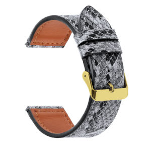 20mm 22mm Handmade Snake Pattern Leather Strap Brown Business Genuine Leather Strap Ultra Thin and Soft Watch Accessories