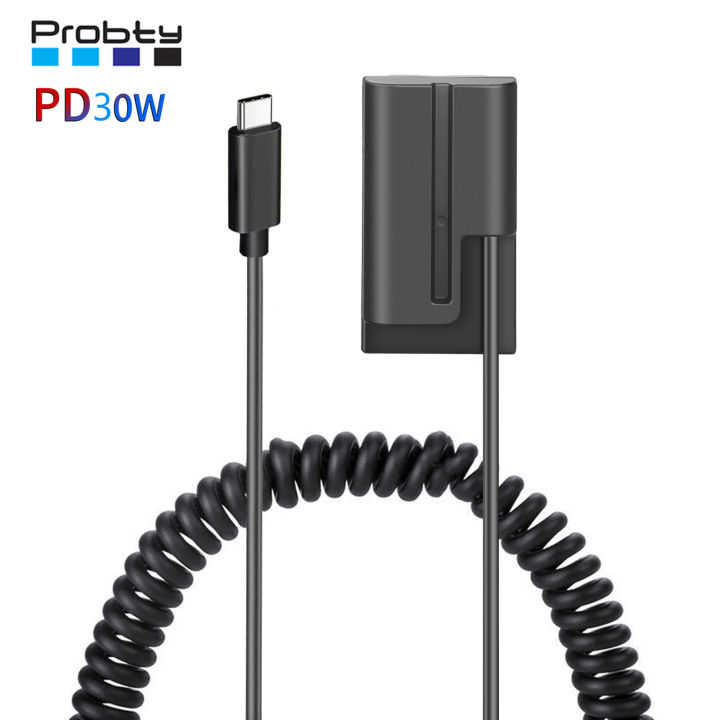Cavo A Spirale Fotga USB-C A Batteria Fittizia NP-F550 Per Monitor E Videocamere