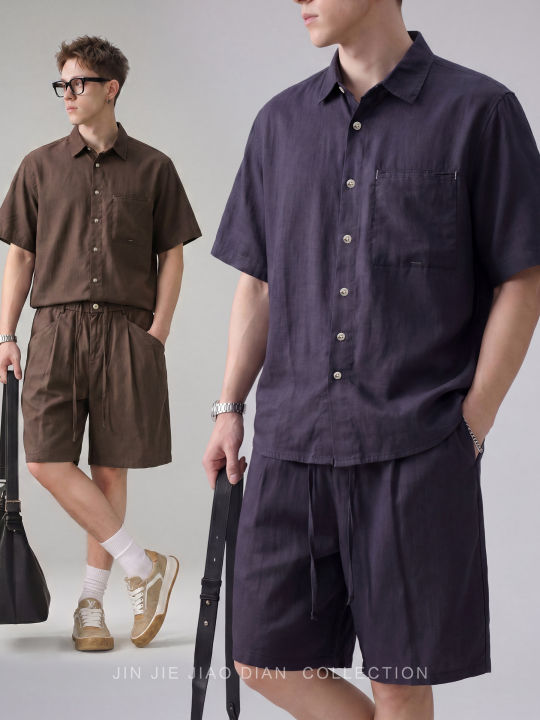JINJIEJIAODIAN%20%7C%20Vintage%20Luxe%20Tencel%20Linen%20Leisure%20Sport%20Set%20Men%20-%20Image%203
