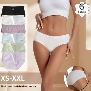 6 Chiếc Quần Lót Cotton Nữ Màu Trơn Thiết Kế Nơ Quần Đùi Thấp Tầng Thoải Mái Thoáng Khí Quần Lót Nữ Với Nhiều Kích Cỡ Khác Nhau