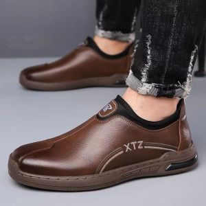 Qingdao Fulei Leather Shoes Mens New Style Spring Business Casual Comfortable Slip-On Soft Leather Soft Bottom Bean Shoes