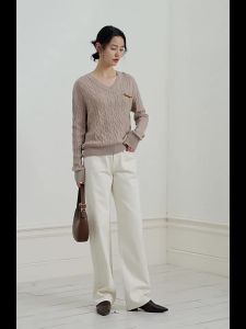 Yigue | Relaxation Mid-High Waist Cotton Trousers Casual Workwear Versatile Slimming Long Style Pants