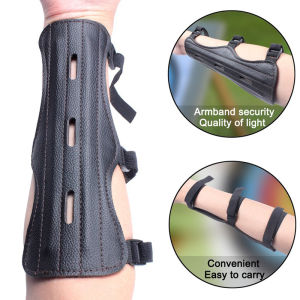 PU Leather Archery Equipment Arm Guard Protection Forearm Safe Adjustable Bow Arrow Hunting Shooting Training Protector ﻿