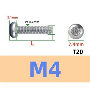 10 Ốc Vít Đầu Nút Torx Bằng Thép Không Gỉ 304 A2-70 M4 M5 M6 Có Chốt Chống Trộm Chống Phá Hoại 6 Cánh Dùng Cho Gia Công Kim Loại