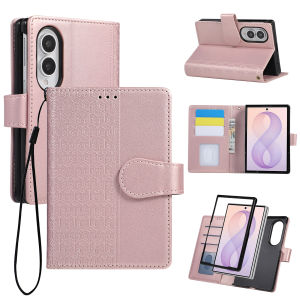 Embossed Pattern Leather Wallet Phone Case with Wrist Strap Lanyard For Samsung Galaxy Z Fold 8 Ultra 7 6 5 4 3 Card Slot Cover