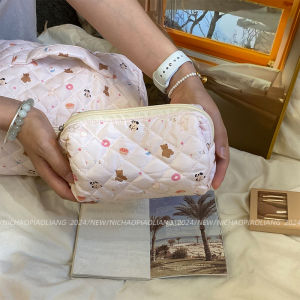 Cute Large Capacity Cosmetic Bag Womens Portable Travel Toiletry Bag Cartoon Cotton round Cylinder Shape Storage Bag