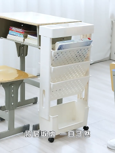 KUKI Bookshelf with Wheels Childrens Book shelf Organizer Magazine Desk Books Rack Storage Shelf