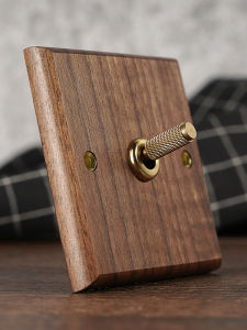 PIALT | Floral Knob Real Wood Switch Brass Socket Walnut