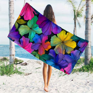 Bright Watercolor Flower Quick Drying Microfiber Beach Towel Lightweight for Swimming Camping Yoga - Bath Towel