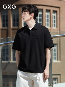GXG | Loose Fit Stripe Textured Collar T-Shirt