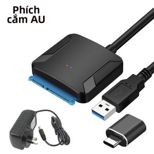 Cáp Chuyển Đổi Ổ Cứng USB 3.0 Sang SATA III 2.5/3.5 Inch HDD/SSD Hỗ Trợ UASP Kèm Bộ Chuyển Đổi Nguồn 12V/2A Cho Phần Cứng PC