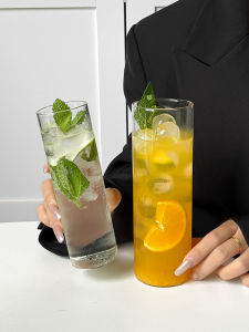 Heat Resistant Glass Cup Long Drink Cup Straight Cylinder Colin Cup Restaurant Cocktail Glass Juice Cup Extended Water Cup
